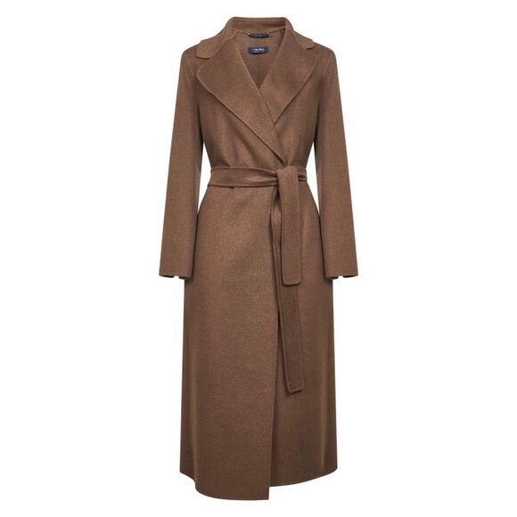 Max Mara S Women Brown Wool Drap Poldo Long Wrap Coat<Br/> - Picture 1 of 4
